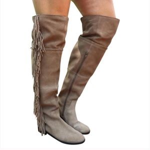 Steve Madden Tan Suede Fringe Over the Knee Boots Sz. 6.5